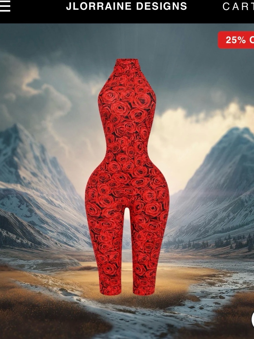Red Rose-Print Halter Midi Jumpsuit by